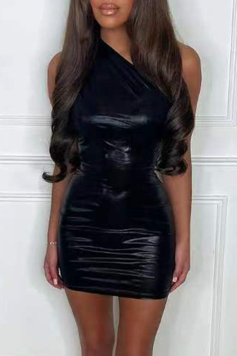 Vestidos sexis asimétricos con cuello oblicuo y falda cruzada (7 colores)