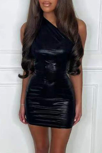 Vestidos sexis asimétricos con cuello oblicuo y falda cruzada (7 colores)