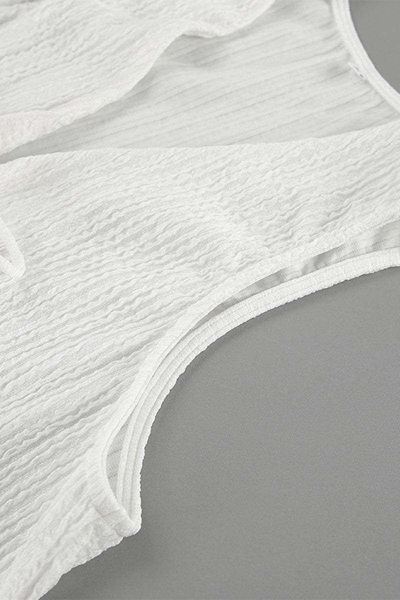 Conjunto de dos piezas informal sencillo, liso, con frenillo, pliegues, escote en V y sin mangas