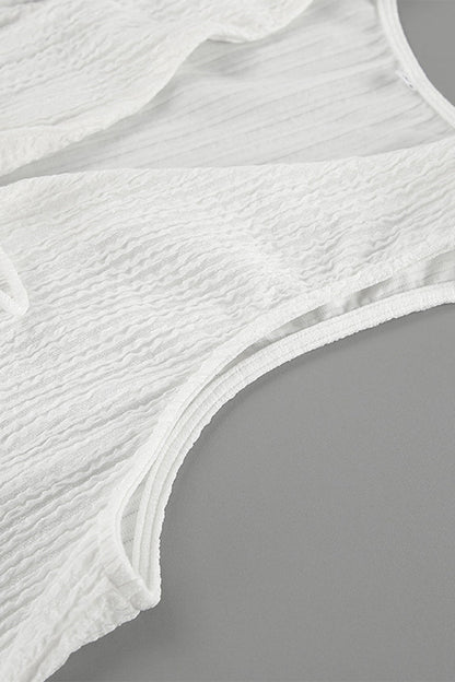 Conjunto de dos piezas informal sencillo, liso, con frenillo, pliegues, escote en V y sin mangas