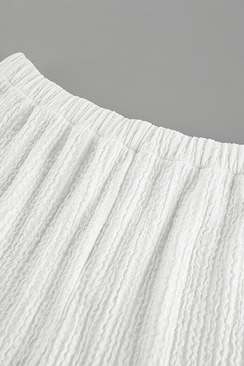 Conjunto de dos piezas informal sencillo, liso, con frenillo, pliegues, escote en V y sin mangas