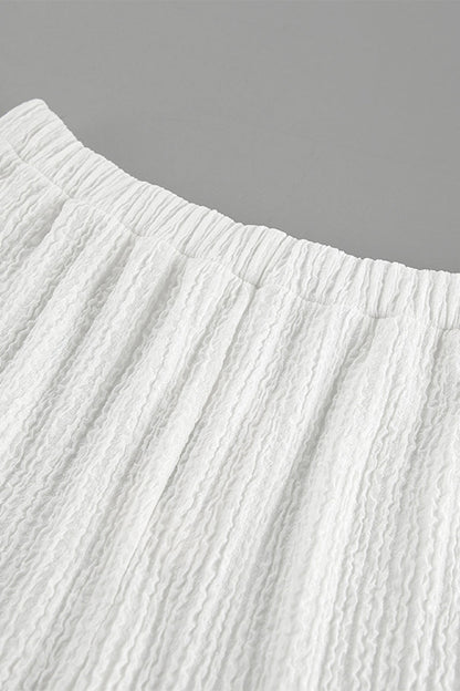 Conjunto de dos piezas informal sencillo, liso, con frenillo, pliegues, escote en V y sin mangas