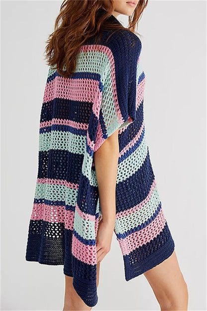 Traje de baño informal con diseño de patchwork, ahuecado y en contraste