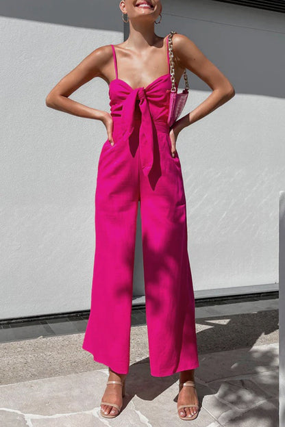 Monos casuales holgados con cuello en V y bolsillos sólidos (3 colores)