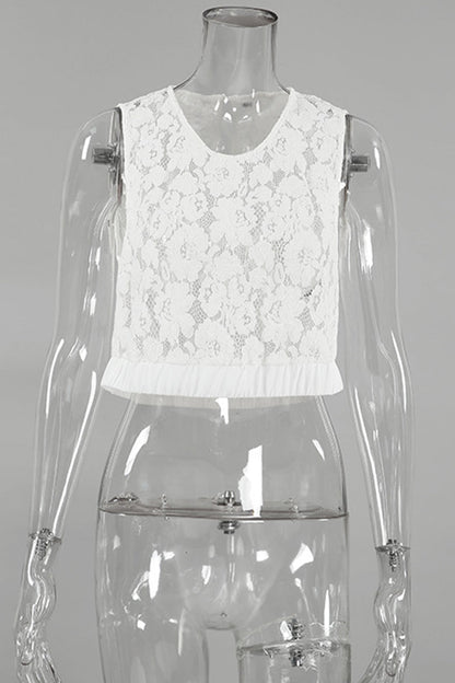 Tops sexys de encaje sólido con cuello en V