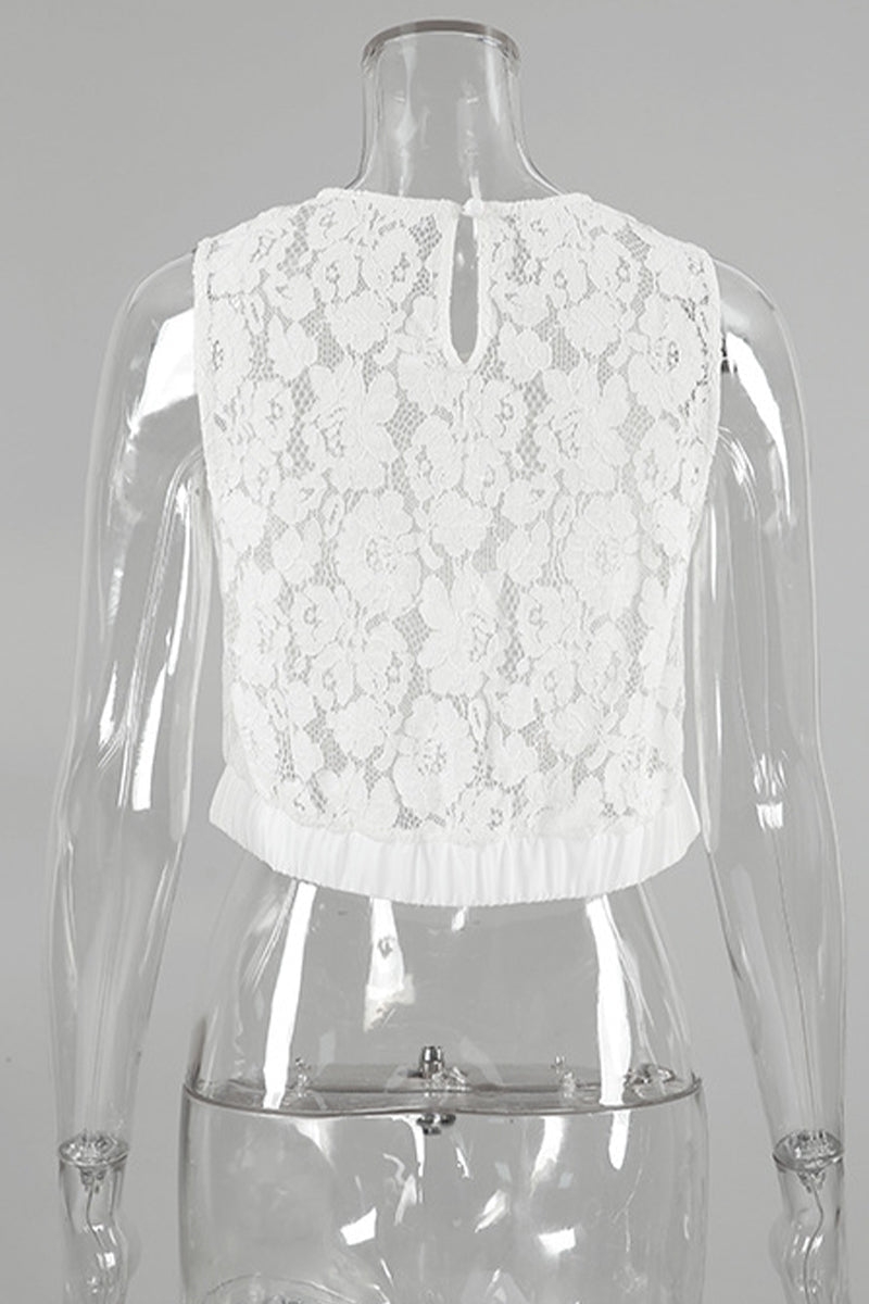 Tops sexys de encaje sólido con cuello en V