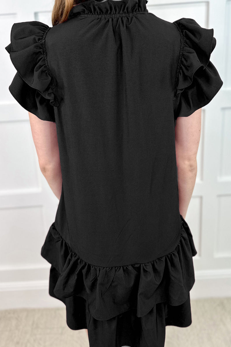 Vestidos casuales con estampado geométrico, bordados, lentejuelas, bolsillos, volantes, cuello en V, irregulares