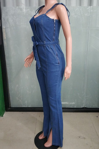 Monos de calle de color liso con cordones, aberturas, patchwork, tirantes finos, estilo regular