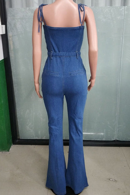 Monos de calle de color liso con cordones, aberturas, patchwork, tirantes finos, estilo regular