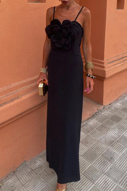 Vestidos de tirantes con flores de colores sólidos de celebridades