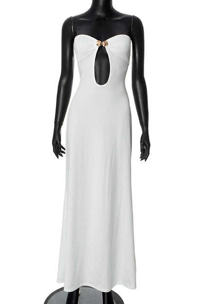 Vestidos largos sin tirantes con patchwork de colores sólidos de celebridades