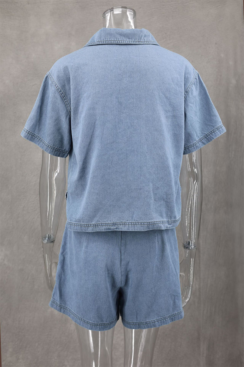 Dos piezas informales de calle, color liso, bolsillos, cuello POLO irregular