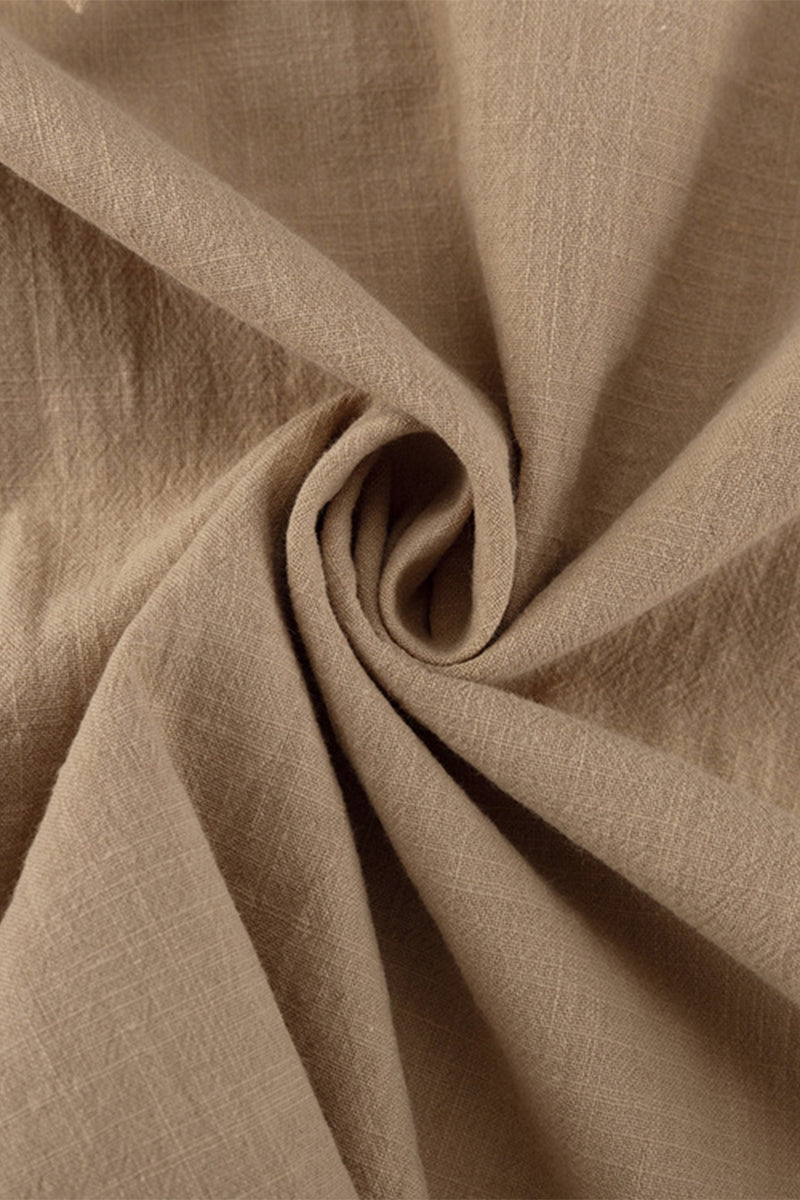 Conjunto informal de dos piezas con cuello redondo, manga larga y encaje de color liso para uso diario