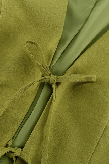 Conjunto informal de dos piezas con cuello en V, sin mangas, color sólido y cordones (3 colores)