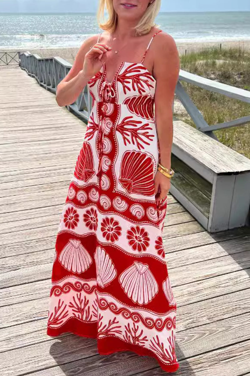 Vestidos sexis de vacaciones con cuello en V, encaje y estampado geométrico