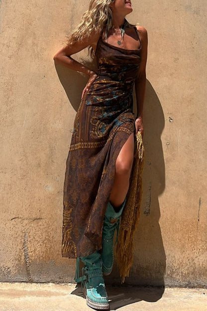 Vestidos sexis con estampado geométrico, espalda descubierta y tirantes finos (3 colores)