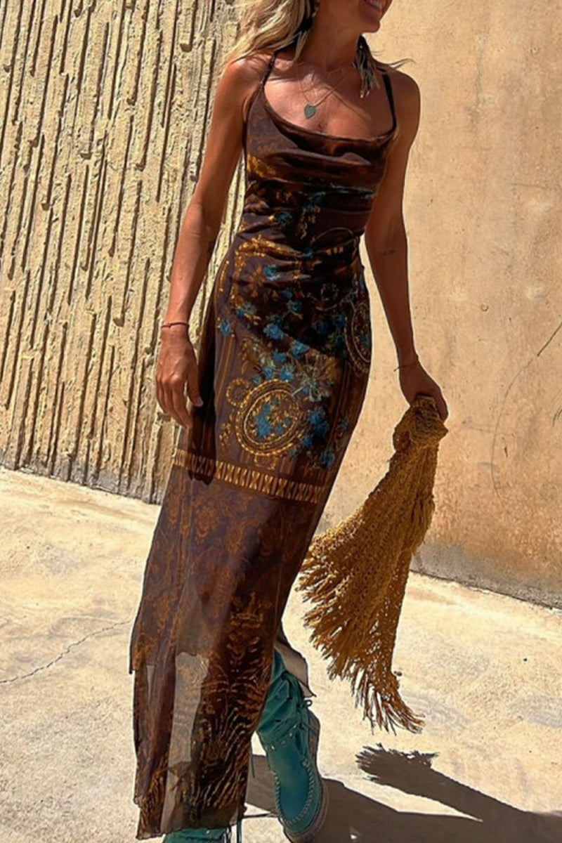 Vestidos sexis con estampado geométrico, espalda descubierta y tirantes finos (3 colores)