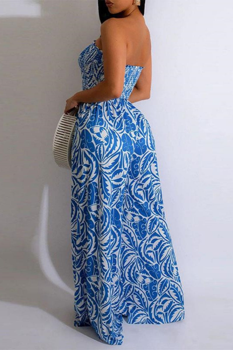 Mono sexy informal con estampado sin tirantes y ajustado (4 colores)