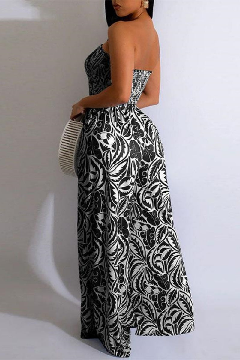 Mono sexy informal con estampado sin tirantes y ajustado (4 colores)