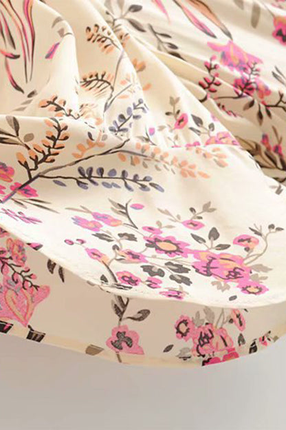 Vestidos sexis de vacaciones con estampado floral, calados, con cordones y cuello en V irregulares