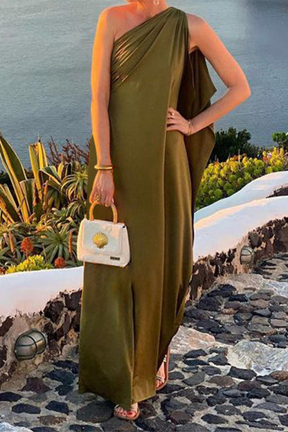 Vestidos sexis de color liso con cuello oblicuo irregular (3 colores)