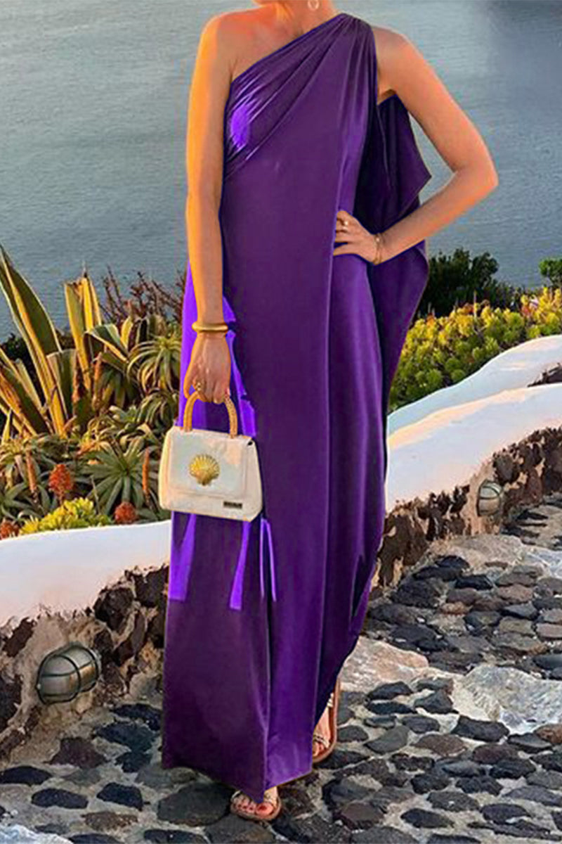 Vestidos sexis de color liso con cuello oblicuo irregular (3 colores)