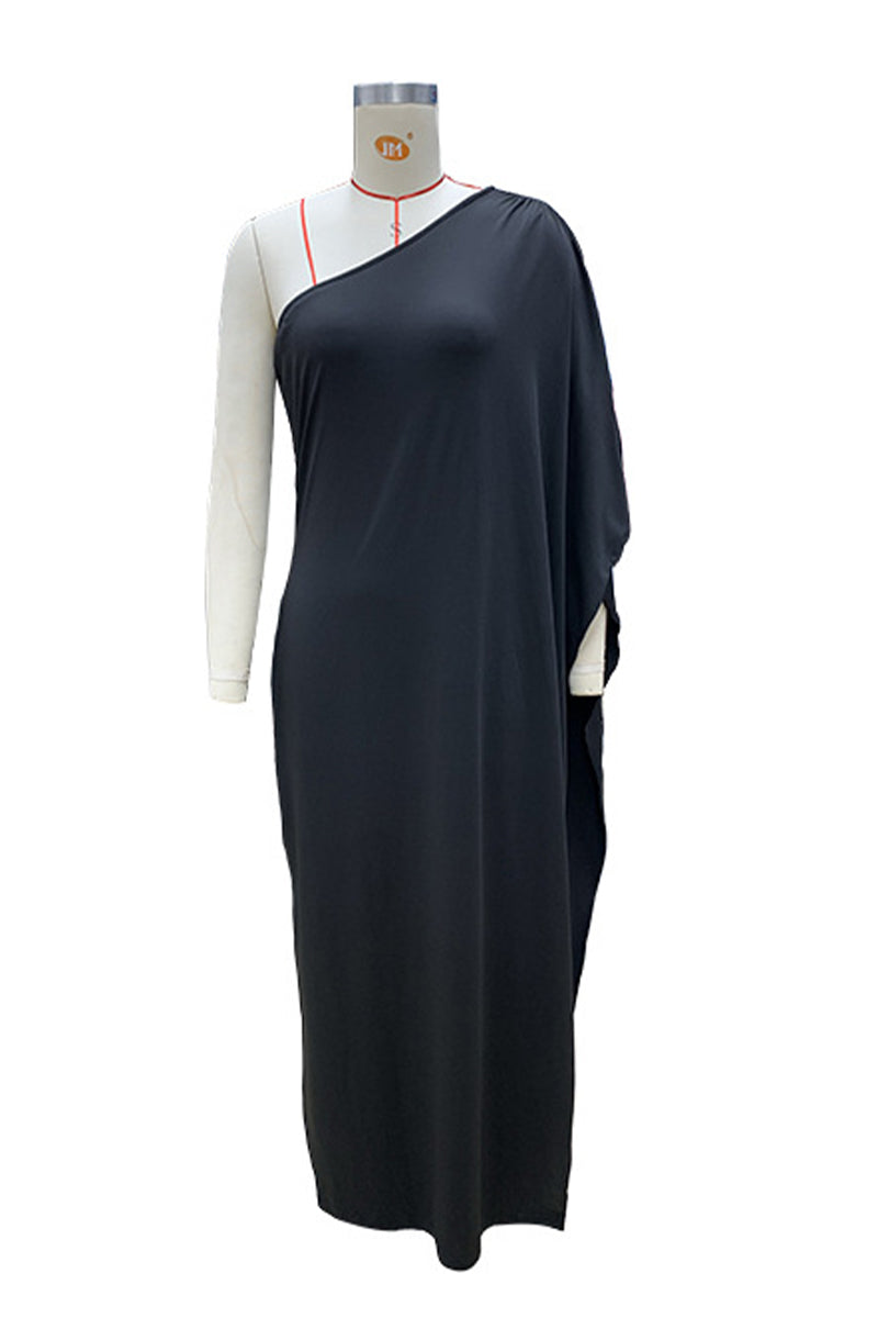 Vestidos sexis de color liso con cuello oblicuo irregular (3 colores)