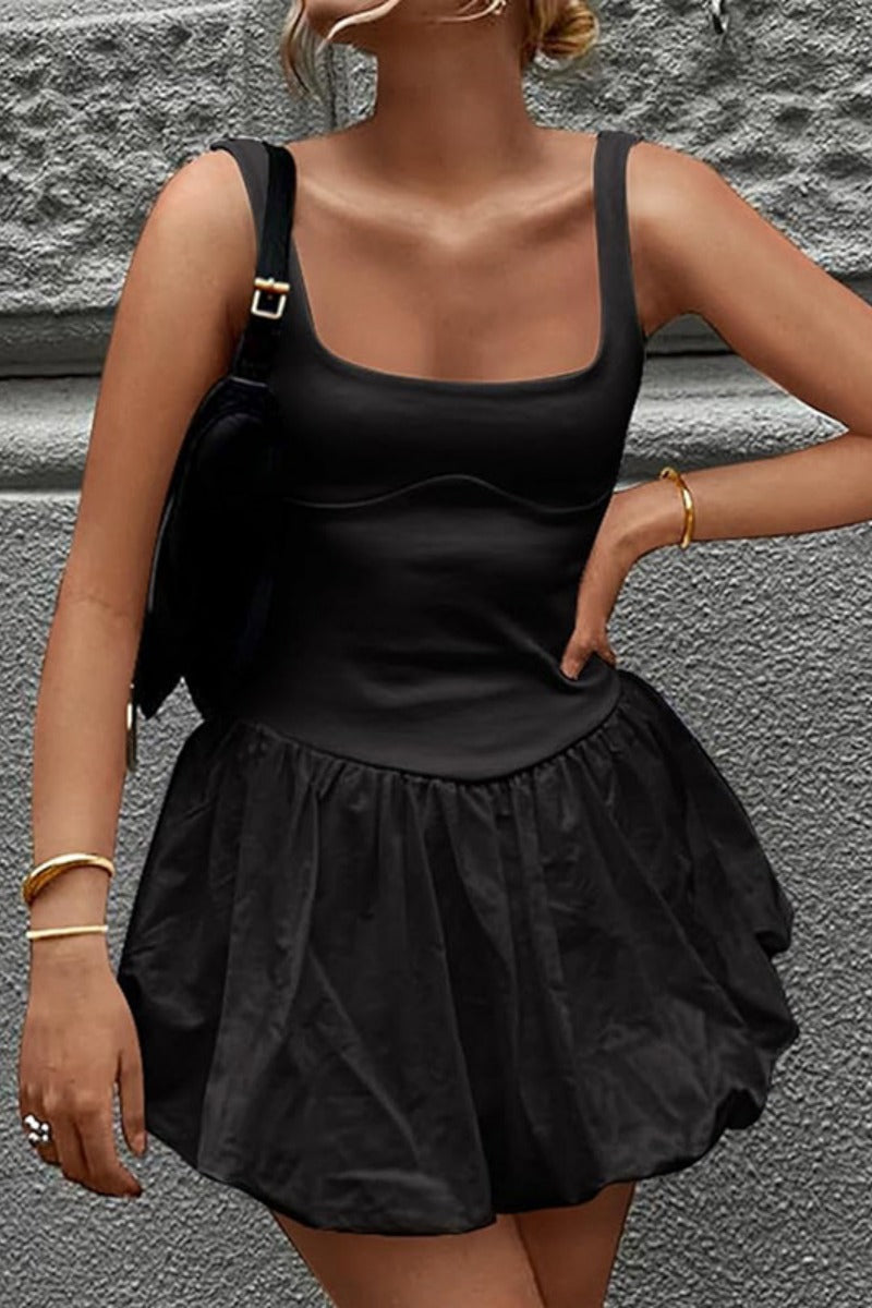 Vestidos casuales de color sólido con espalda descubierta y cuello en U (6 colores)