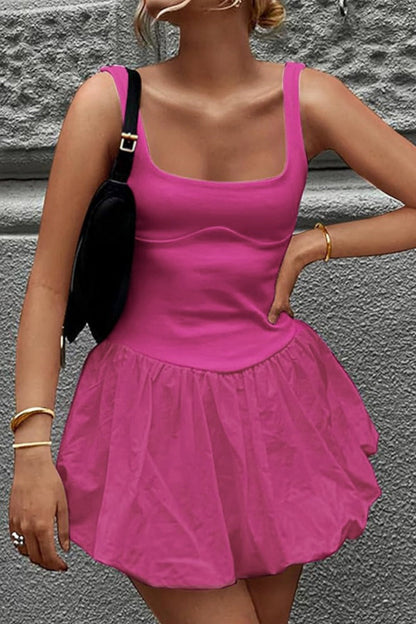 Vestidos casuales de color sólido con espalda descubierta y cuello en U (6 colores)