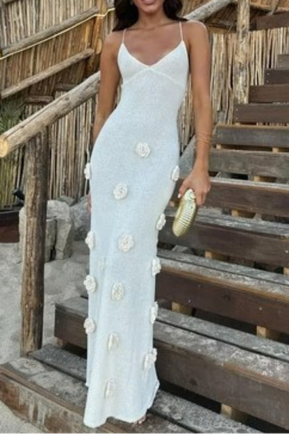 Vestidos de playa sexis con flores, encaje, espalda descubierta y tirantes finos (3 colores)