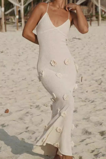 Vestidos de playa sexis con flores, encaje, espalda descubierta y tirantes finos (3 colores)