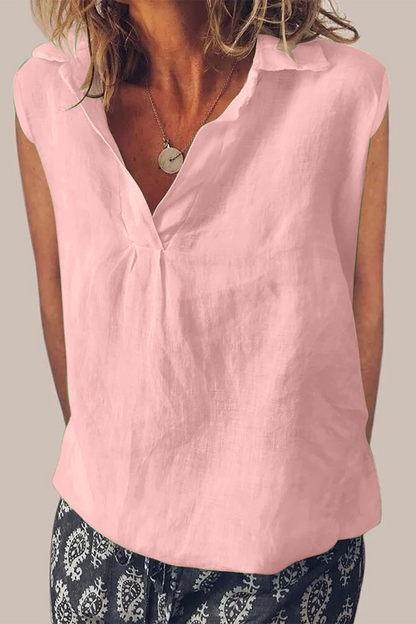 Blusas casuales de cuello vuelto de color liso para uso diario (6 colores)