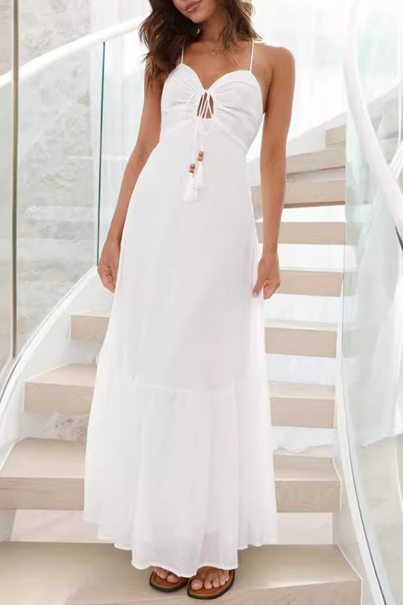 Vestidos sexis de tirantes con escote en V y diseño de color liso (3 colores)