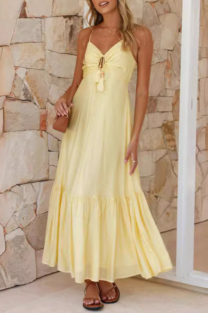 Vestidos sexis de tirantes con escote en V y diseño de color liso (3 colores)