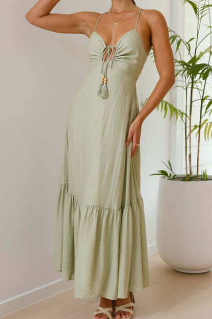 Vestidos sexis de tirantes con escote en V y diseño de color liso (3 colores)