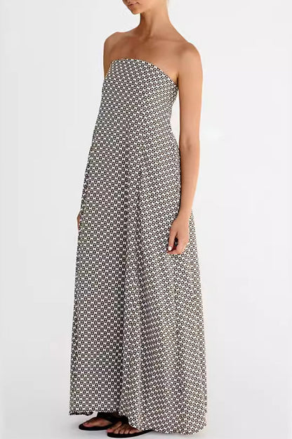 Vestidos sexis sin tirantes con cremallera y estampado geométrico urbano