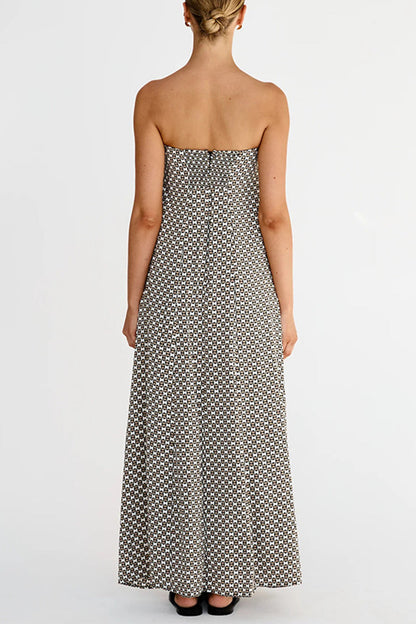 Vestidos sexis sin tirantes con cremallera y estampado geométrico urbano