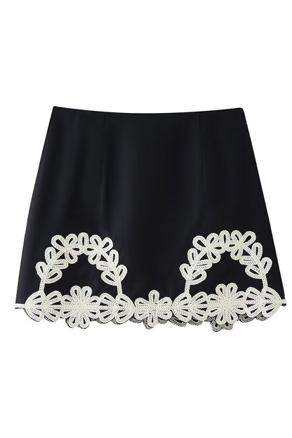 Conjunto informal de dos piezas con escote en V, sin mangas, color sólido, calado y contraste