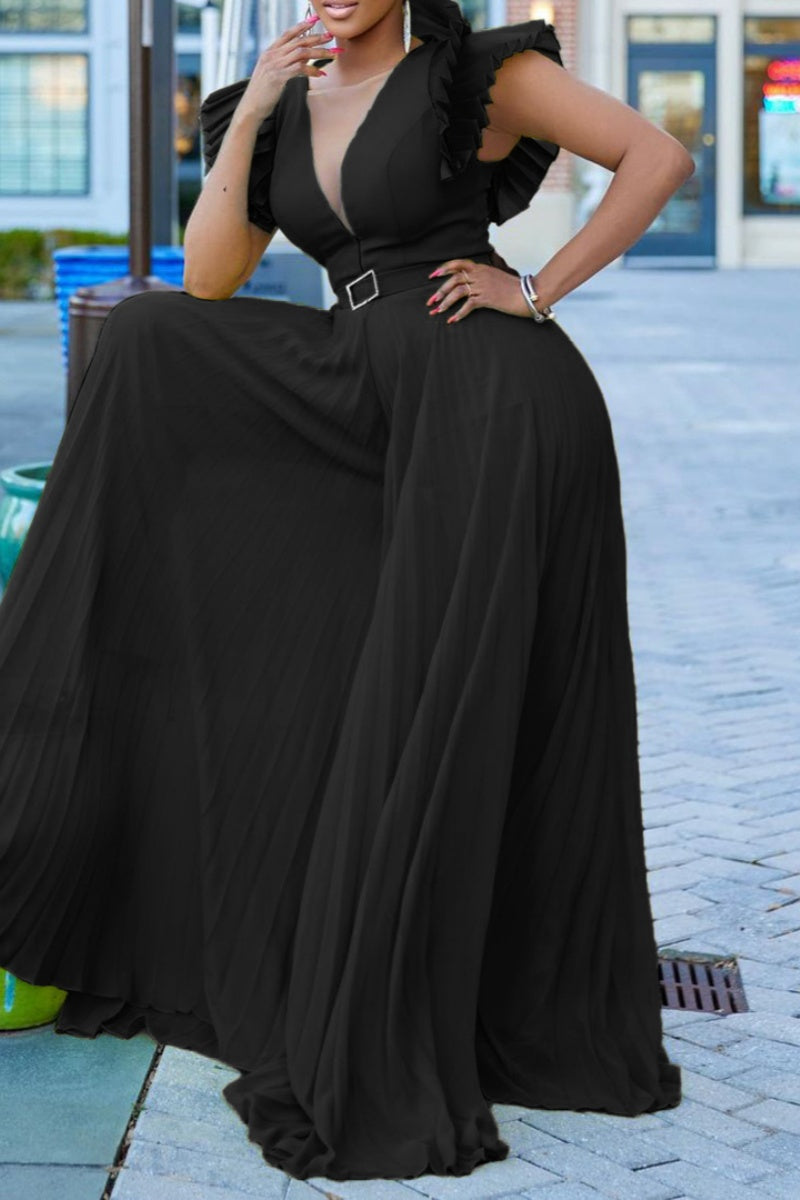 Monos casuales de color sólido con cinturón (7 colores)