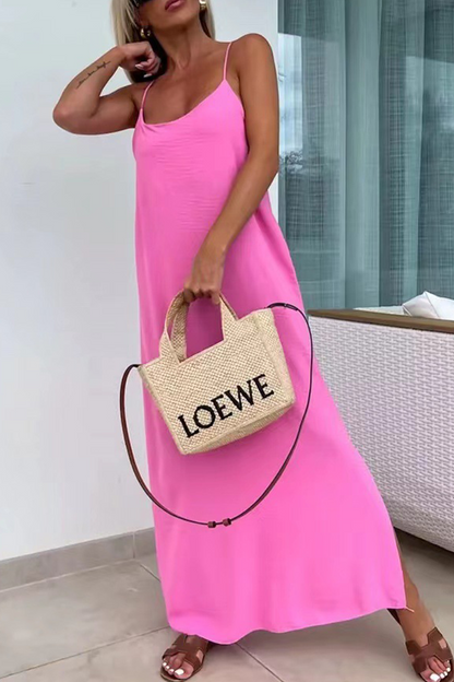 Vestidos casuales de color sólido con espalda descubierta y escote en U (5 colores)