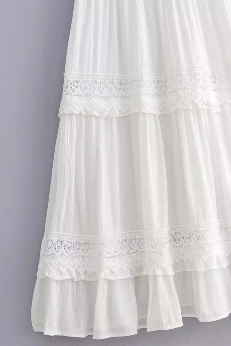 Vestidos sexis de corte A con escote en V, espalda descubierta y calados en color sólido