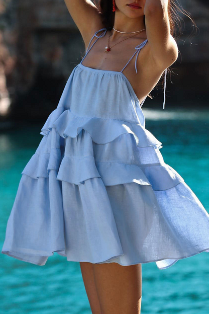 Vestidos sexis de color liso con encaje y cuello en U (3 colores)