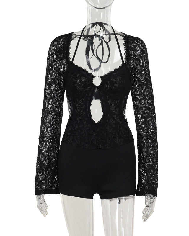 Slim Fit Lace Long Sleeve Jumpsuit