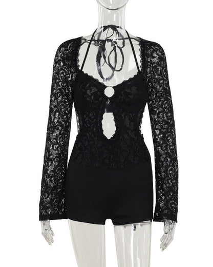 Slim Fit Lace Long Sleeve Jumpsuit