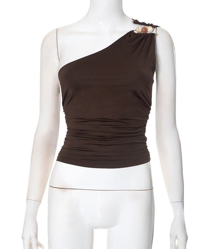 Sexy One Shoulder Navel Vest T-Shirt