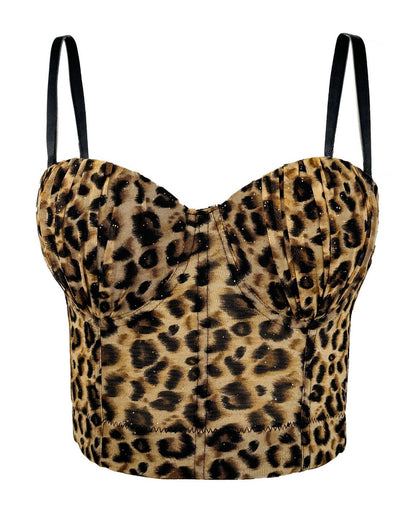 Leopard Print Herringbone Halter Top