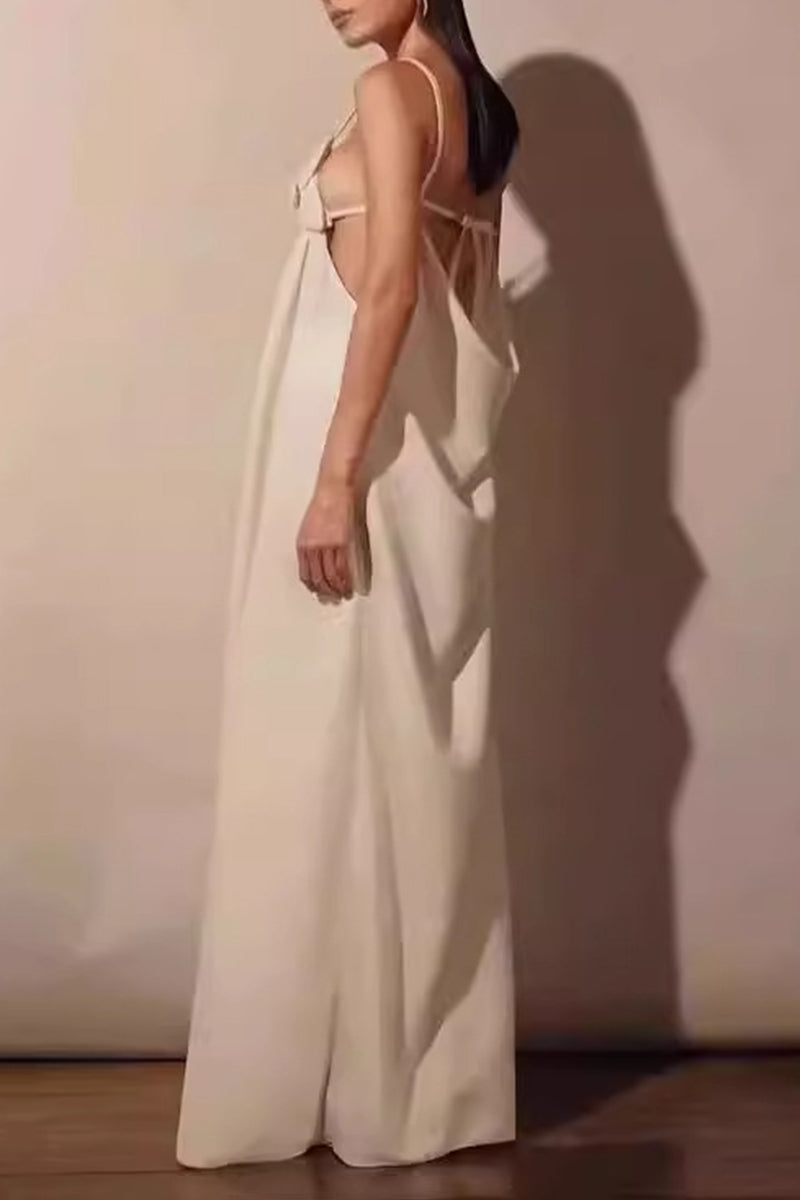 Vestidos sexis de color sólido con cordones, espalda descubierta y escote en V