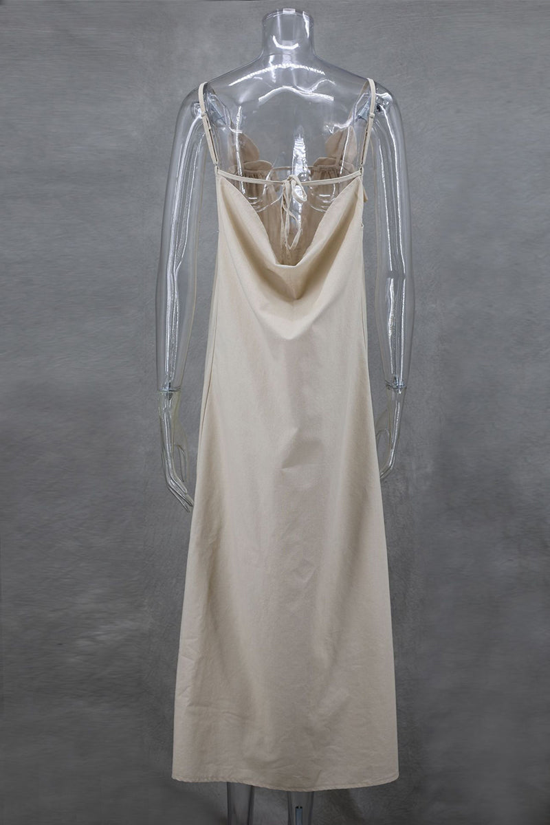 Vestidos sexis de color sólido con cordones, espalda descubierta y escote en V