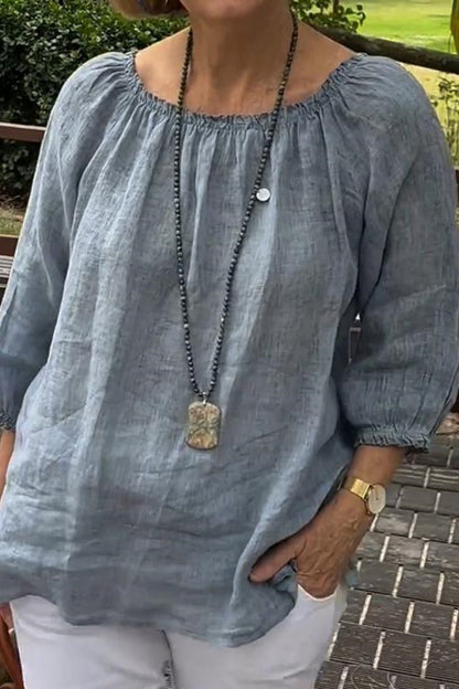 Tops casuales básicos de color sólido con cuello redondo (9 colores)