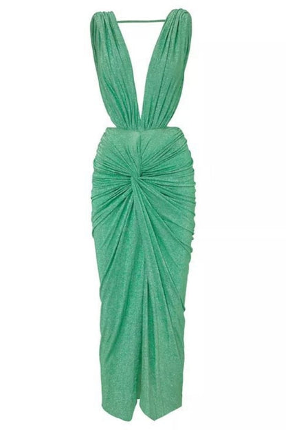 Sexy Solid Color Backless Slit Swimwears